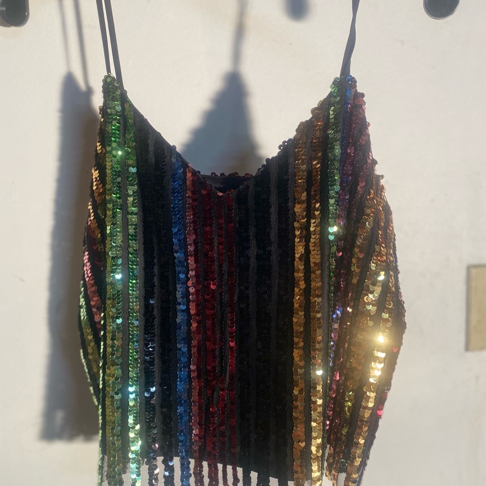 Madison & Berkeley Green and Red Sequin Camisole